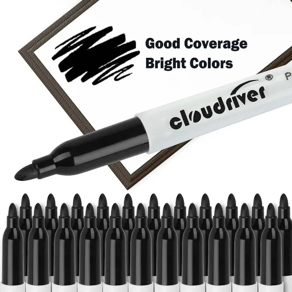 Permanent Markers Set 148 Pack Fine Point Black Waterproof Quick Drying